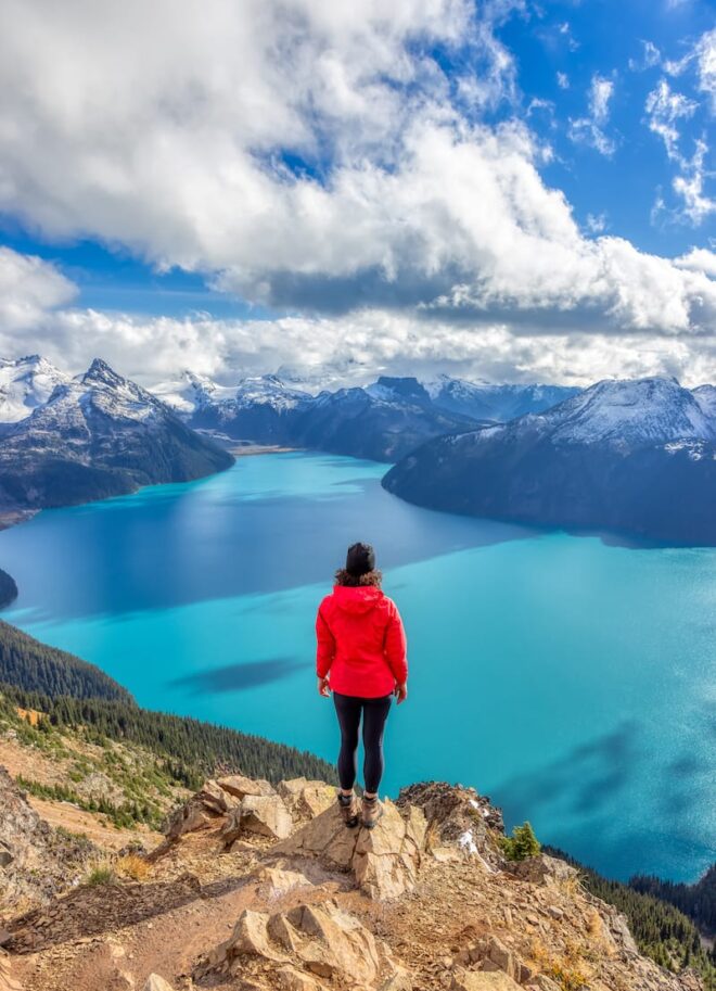 adventurous caucasian woman hiking on top of a can 2021 10 28 01 56 10 utc